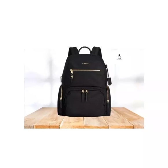 TUMI Voyageur Carson women Backpack Black Gold Hardware - NEW - Picture 5 of 5